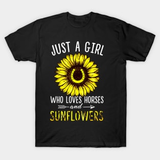 Just A Girl Who Loves Horses And Sunflowers T-Shirt